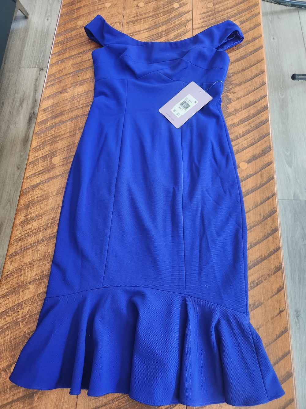 JS Collections One-Shoulder Ruffle-Hem Dress in Royal Blue